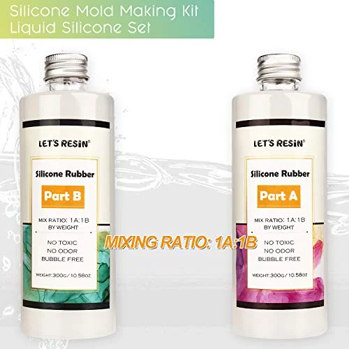LET'S RESIN Silicone Mold Making Kit Liquid Silicone Rubber Non-Toxic Translucent Clear Mold Making Silicone-Mixing Ratio 1:1-Molding Silicone for Resin Molds,Silicone Molds DIY Manual Making(21.16oz)