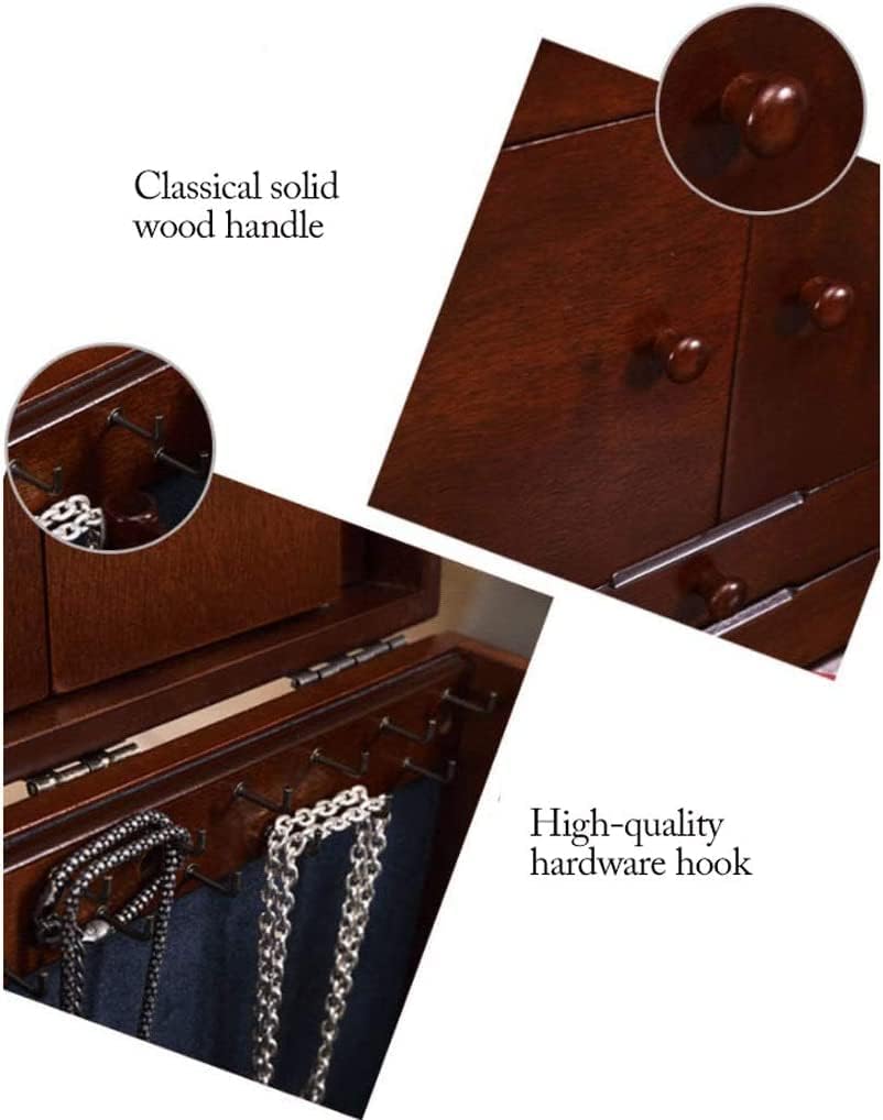 Jewellery Box Jewellery Box Jewellery Organiser Wooden Jewelry Box With Mirror Lid 5-Layer Jewelry Armoire Ring(Bianco 31 * 23.5 * 32cm)