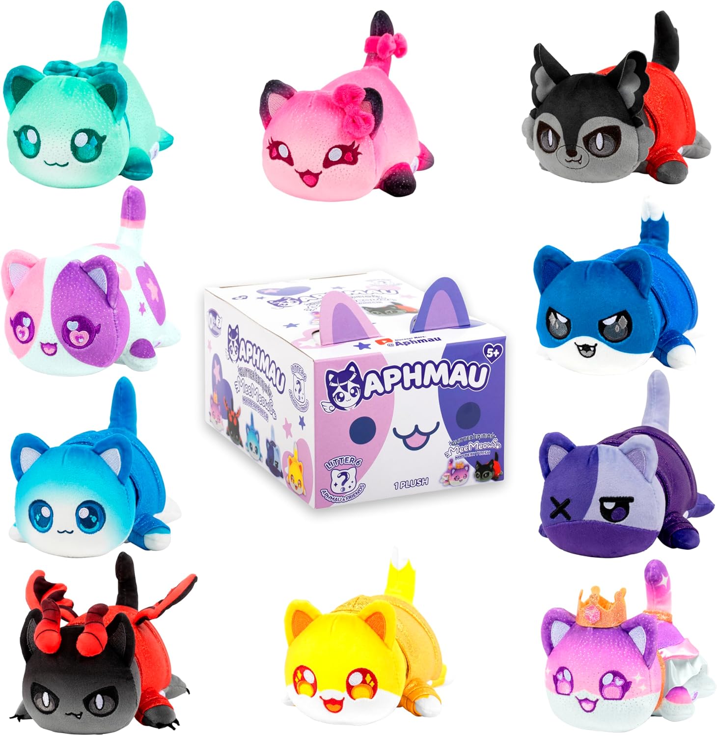 Aphmau 6” MeeMeow Mystery Plush – Series 6; YouTube Gaming Channel, Blind Box, 1 of 8 Possible, Friends MeeMeows, Official Merch