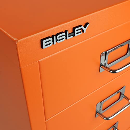 Bisley 10-Drawer Steel MultiDrawer Cabinet - Black, Chrome Pull Handles with Label Holders, Powder-Coated Steel, Removable Drawers, Fits Under Most Desks, Labels Included