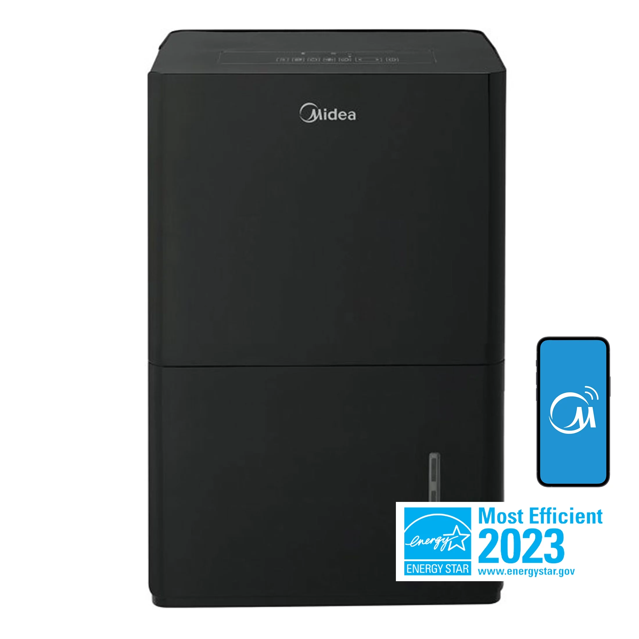 Midea 50-Pint Smart Dehumidifier with Pump - Wet Rooms, Energy Star, Black, MAD50PS1WBL