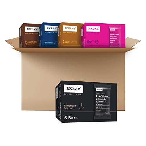 RXBAR Protein Bars, 12g Protein, Gluten Free Snacks, Chocolate Lovers Variety Pack (5 Boxes, 25 Bars)