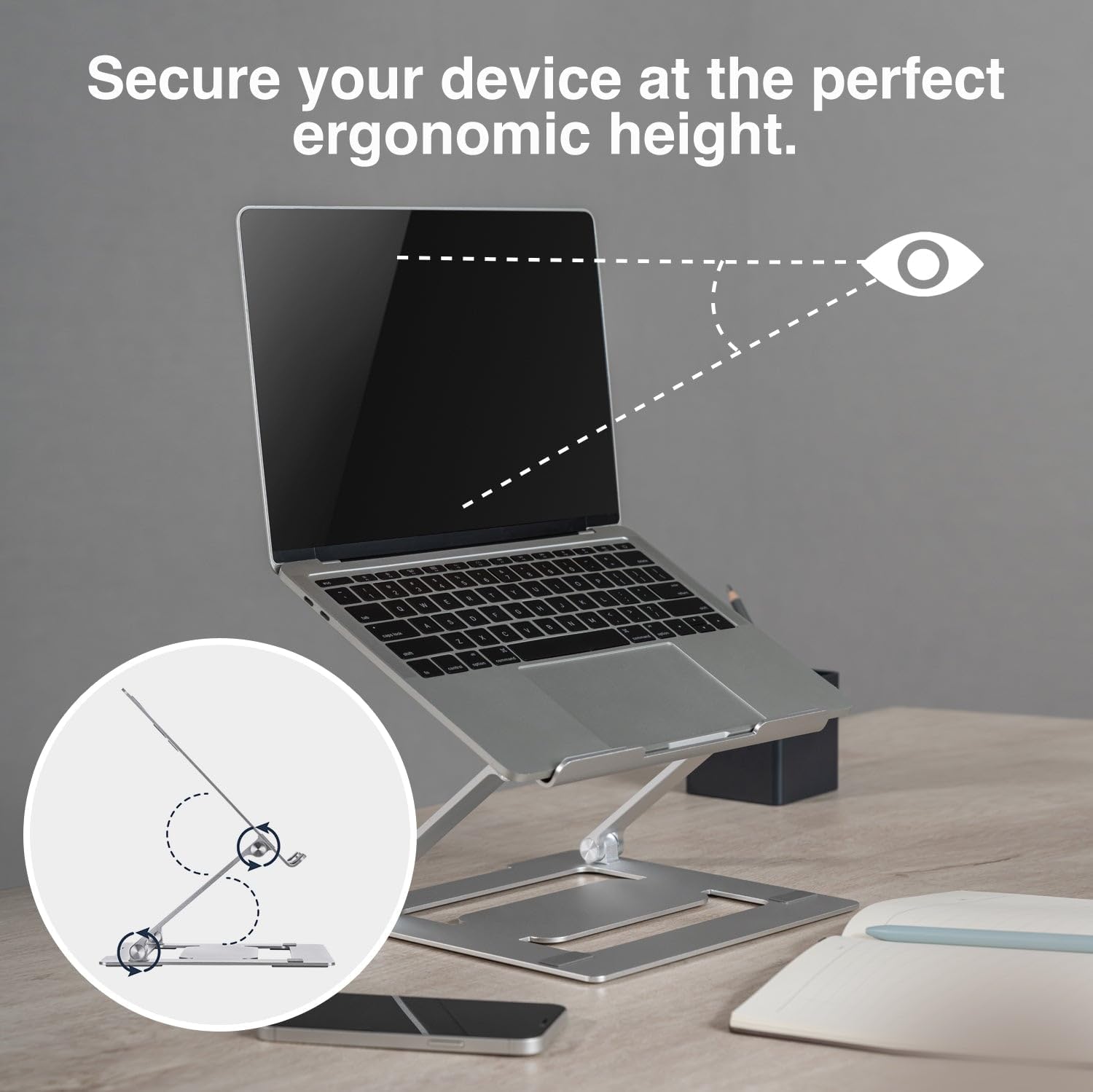 Adjustable Laptop Stand for Desk - Laptop Riser for Desk - 11lbs Laptop Holder Stand - Computer Stand for Laptop - Portable Laptop Stand for Desk with Adjustable Height - for PC, Notebook & Mac