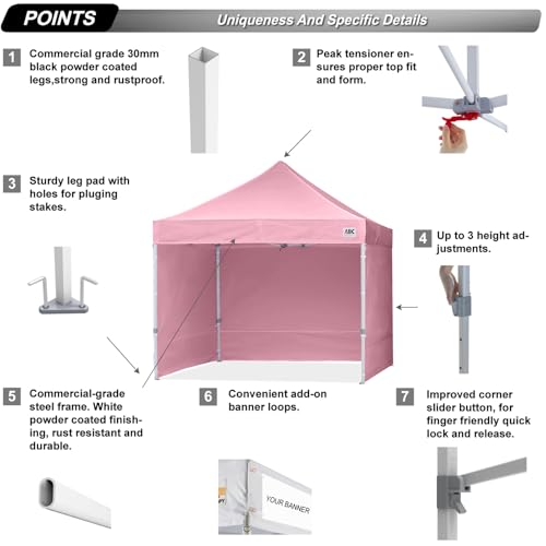 ABCCANOPY Easy Pop Up Canopy Tent with Sidewalls 10x10 Commercial -Series, White