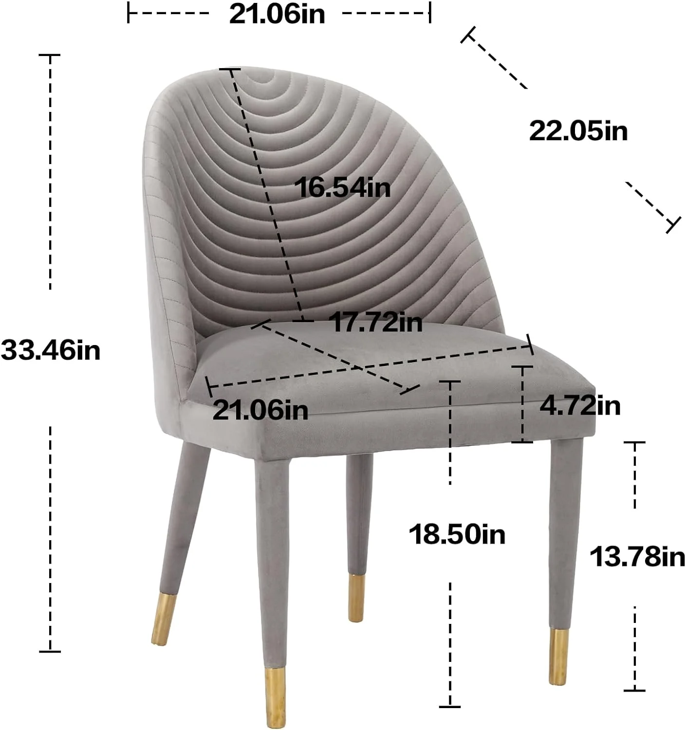 Tabaray Modern Dining Chairs Set of 2, Velvet Accent Chair Set of 2, Comfy Upholstered Side Chair with Gold Legs for Dining Room, Kitchen, Living Room, Bedroom, Waiting Room, Small Spaces, Grey