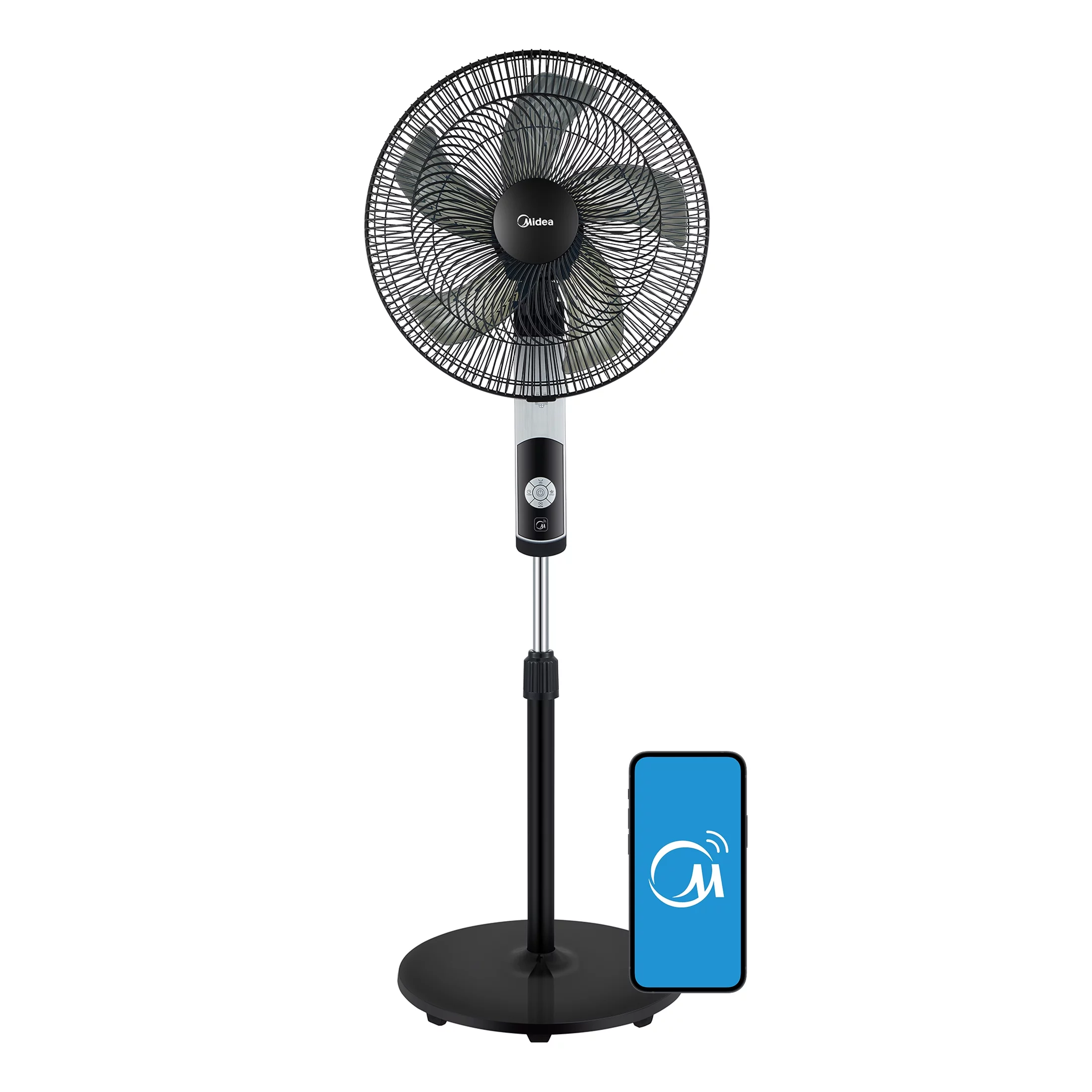 Midea 16-inch Smart Pedestal DC Fan with Wi-Fi, Black