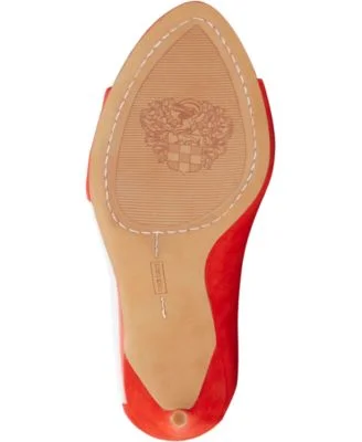 VINCE CAMUTO Womens Red Transparent Panel Padded Rivestan Open Toe Stiletto Slip On Leather Dress Pumps Shoes 7.5 M