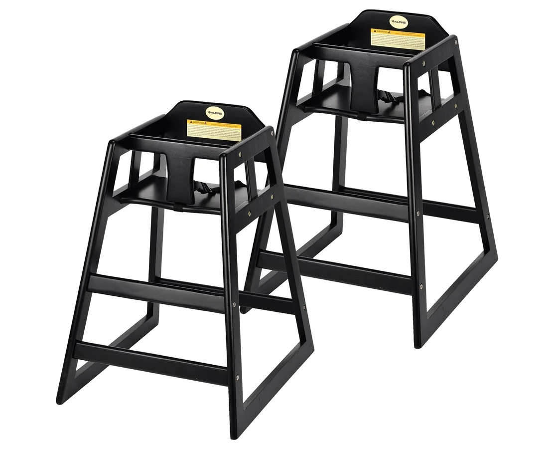 Alpine Industries Espresso Rubberwood Tip Resistant Ages 1 to 3 High Chair, 2 Pack
