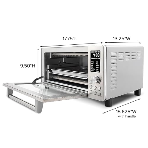 Nuwave Bravo Air Fryer Toaster Smart Oven, 10-in-1 Countertop Convection, 1800 Watts, 21-Qt Capacity, 50°-450°F Temp Controls, Top and Bottom Heater Adjustments 0%-100%, PFAS Free, Stainless Steel