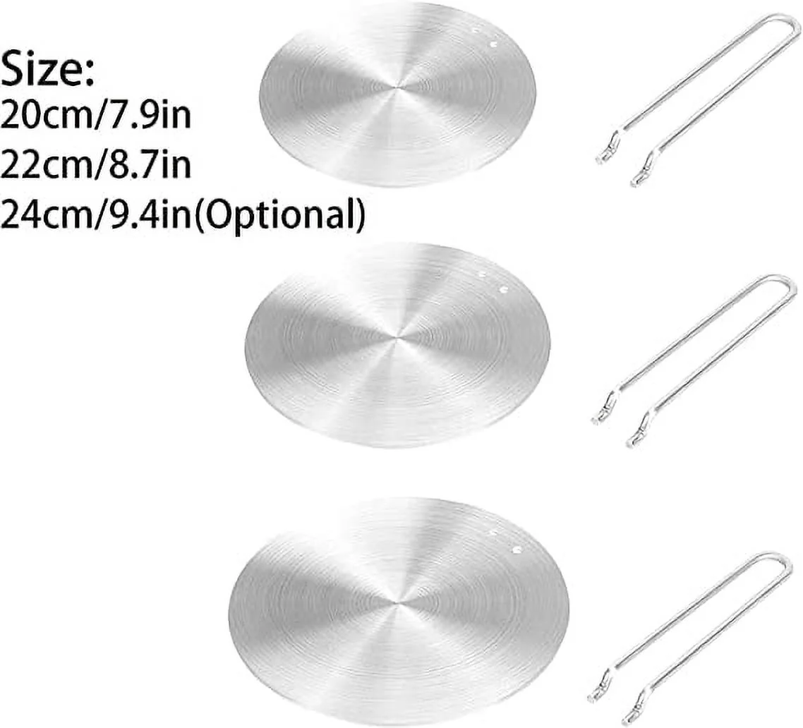 Nvzi Induction Converter Heat Diffuser Simmer Ring Plate,Stainless Steel Heat Diffuser Induction Plate with Stainless Handle Adapter Converter Gas Electric Cooker Plate (24cm)