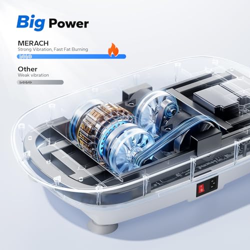MERACH Vibration Plate Exercise Machine, Vibration Plate with Real-Time Calorie Tracking on LED Display, Vibrating Plate Exercise Machine for Women Men, Workout Equipment for Home