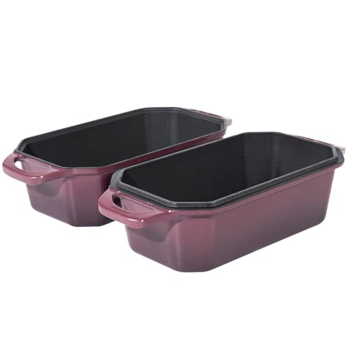 Bread Pan Cast Iron Loaf Pan with Lid Bread Loaf Pan 9x5 Inch Loaf Pan Enameled Cast Iron Sourdough Loaf Pan, DarkCyan