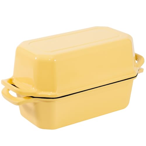 Bread Pan Cast Iron Loaf Pan with Lid Bread Loaf Pan 9x5 Inch Loaf Pan Enameled Cast Iron Sourdough Loaf Pan, DarkCyan