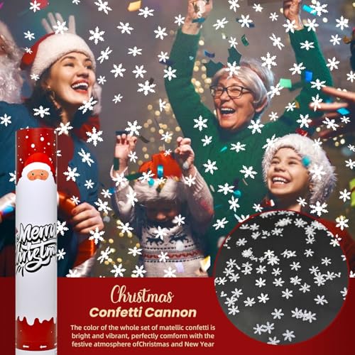 Christmas Confetti Cannon 12Pack Poppers 12inch Party Poppers with Foil Multicolor Xmas Confetti Metallic for New Year Festive Events Holiday Celebration Party Decor