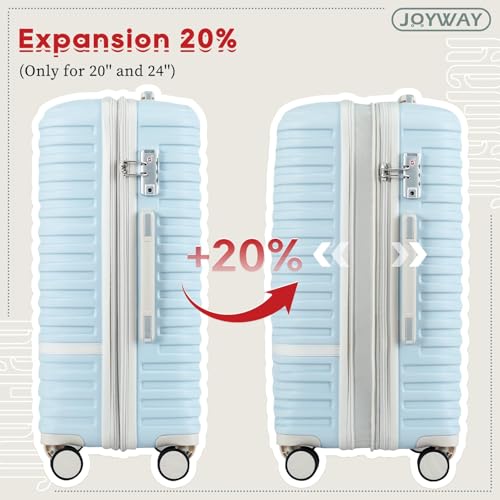 Joyway Carry On Luggage 20 Inch Expandable Suitcase with Spinner Wheel, 4 Piece Hard Shell Luggage Set with TSA Lock(White brown)