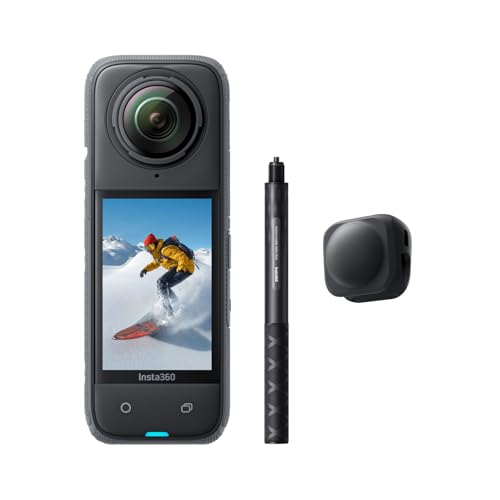 Insta360 X4 Standard Bundle - Waterproof 8K 360 Action Camera, 4K Wide-Angle Video, Invisible Selfie Stick Effect, Removable Lens Guards, 135 Min Battery Life, AI Editing, Stabilization