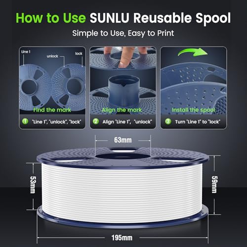 SUNLU 4kg PLA 3D Printer Filament Bundle, Neatly Wound PLA Filament 1.75mm ±0.02mm, Individually Vacuum Packed, 4kg in Total, 1kg per Spool, 4 Pack, 4000g, 4Black