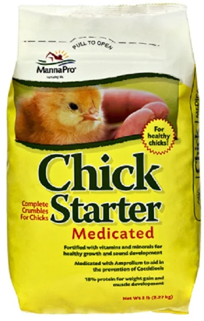 Manna Pro 1000197 5 LB Bag Of Medicated Chick Starter Chicken Feed Food Crumble - Quantity of 1