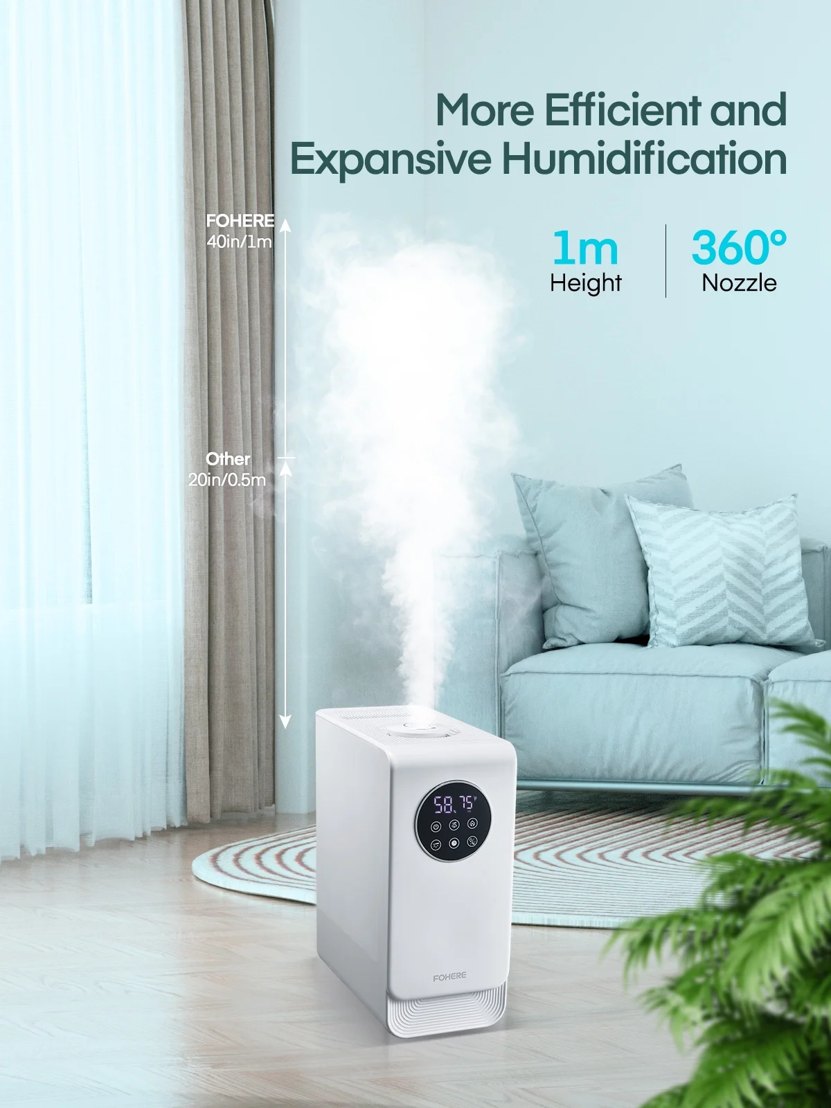 FOHERE 6.5L Warm and Cool Mist Humidifiers for Bedroom, Easy Top Fill Ultrasonic Humidifier, Essential Oil Diffuser, Night Light, Timer, Filterless, Quiet, White