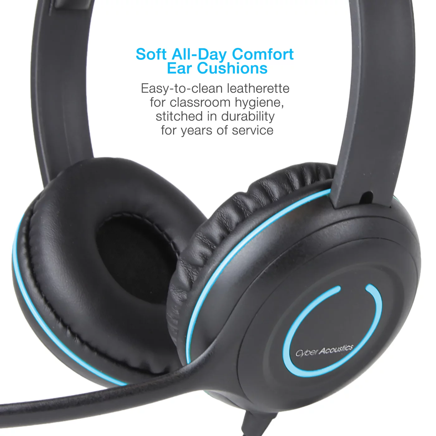 Cyber Acoustics 3.5mm Stereo Headset with Headphones and Noise Cancelling Microphone for PCs, Tablets, and Cell Phones in the Office, Classroom or Home (AC-5002) Binaural Headset