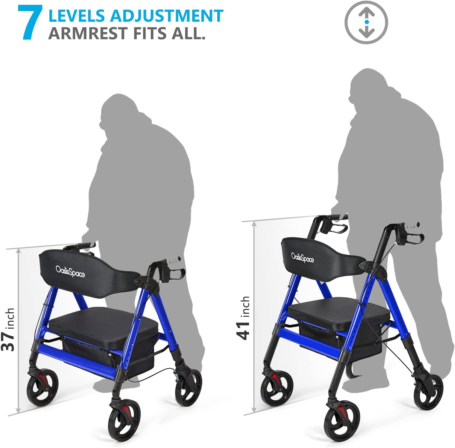 OasisSpace Heavy Duty Rollator Walker & 360 Degree Rotating Shower Chair