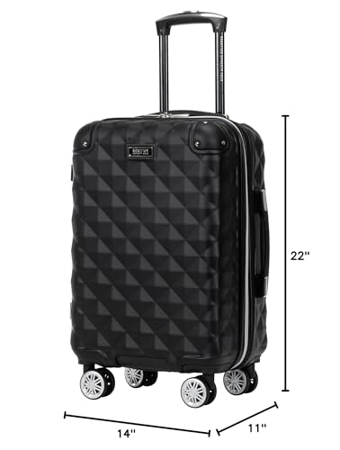 Kenneth Cole REACTION Diamond Tower Collection Lightweight Hardside Expandable 8-Wheel Spinner Travel Luggage, Black, 20-Inch Carry On