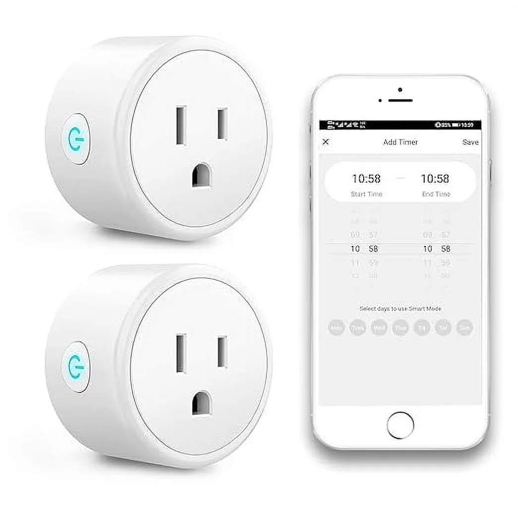 FrankEver Smart Plug, Smart outlets, No Hub Required, Wi-Fi Smart Mini Socket Outlet Compatible, Compatible with Alexa, Google Home and IFTTT 2 Pack