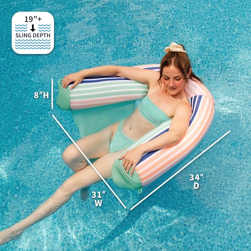 Big Joe Noodle Sling, No Inflation Needed, Pool Float with Armrests, Quick Draining Fabric, Cup Holder