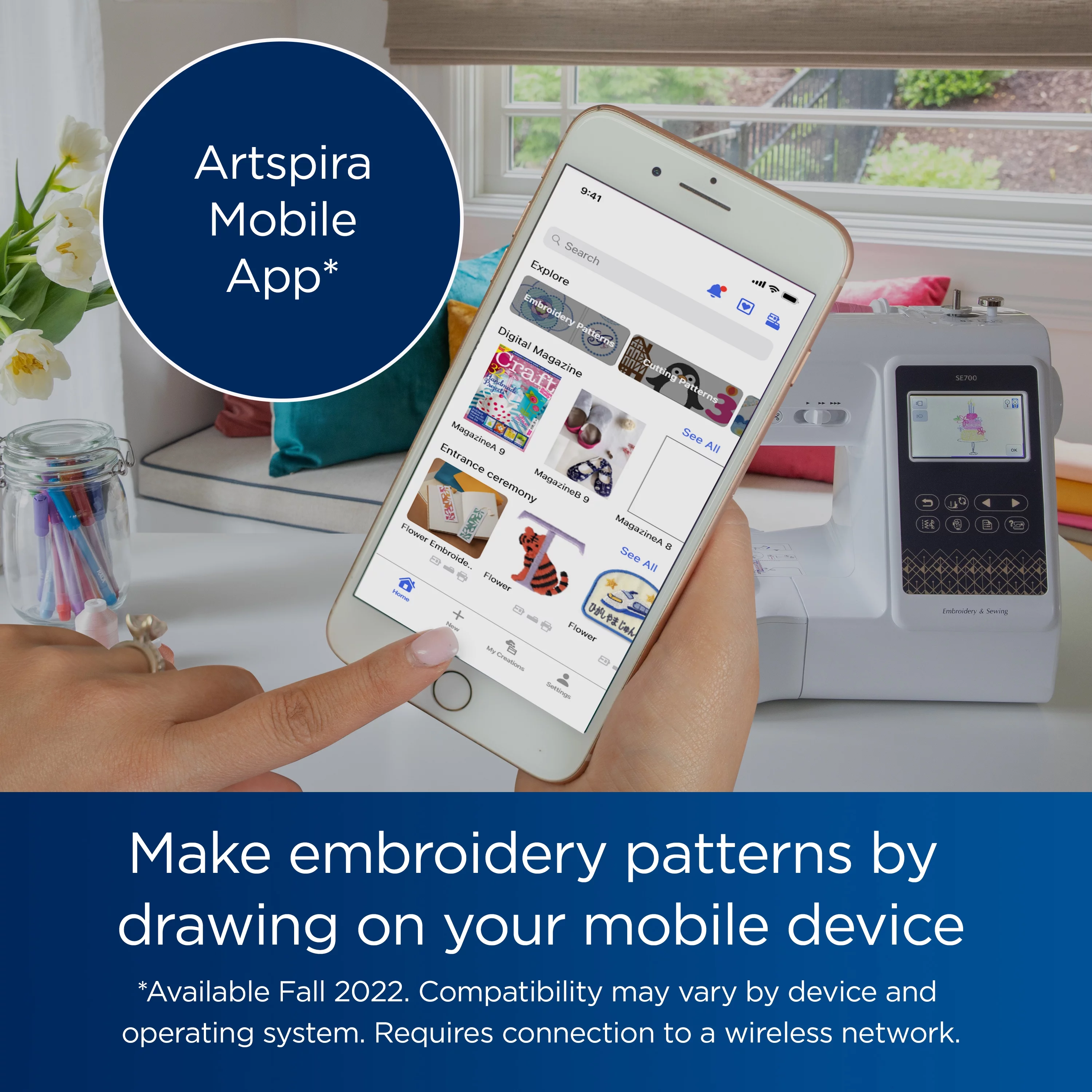 Brother SE700 Computerized Sewing & Embroidery Machine with Built-in Designs & Wireless Connectivity