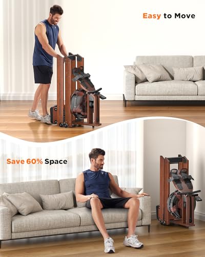 YOSUDA Water Rowing Machines for Home Use- Foldable Rower Machine 400LBS Weight Capacity with Dedicated Monitor & Bluetooth APP, Comfortable Seat