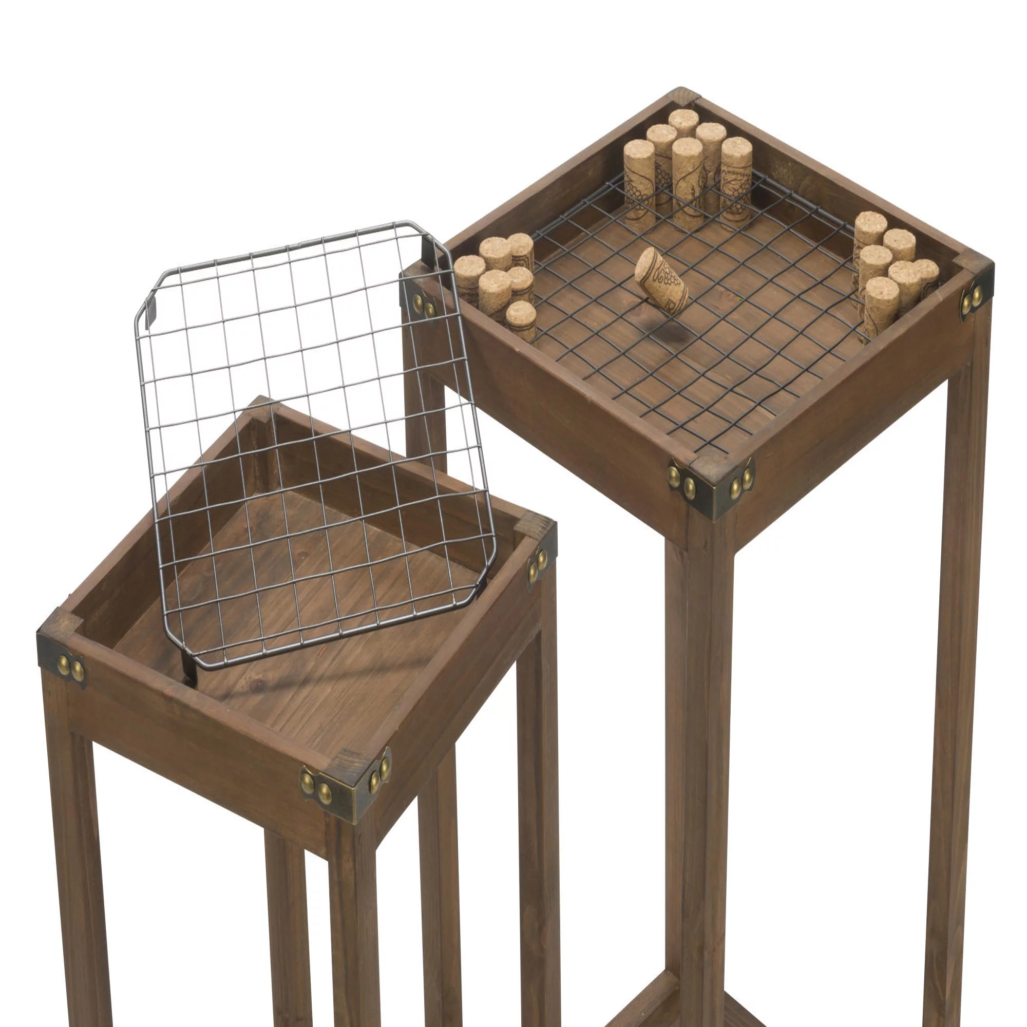 Tripar International Set of 3 Brown Vineyard Narrow Nesting Cork Display Tables 25.25