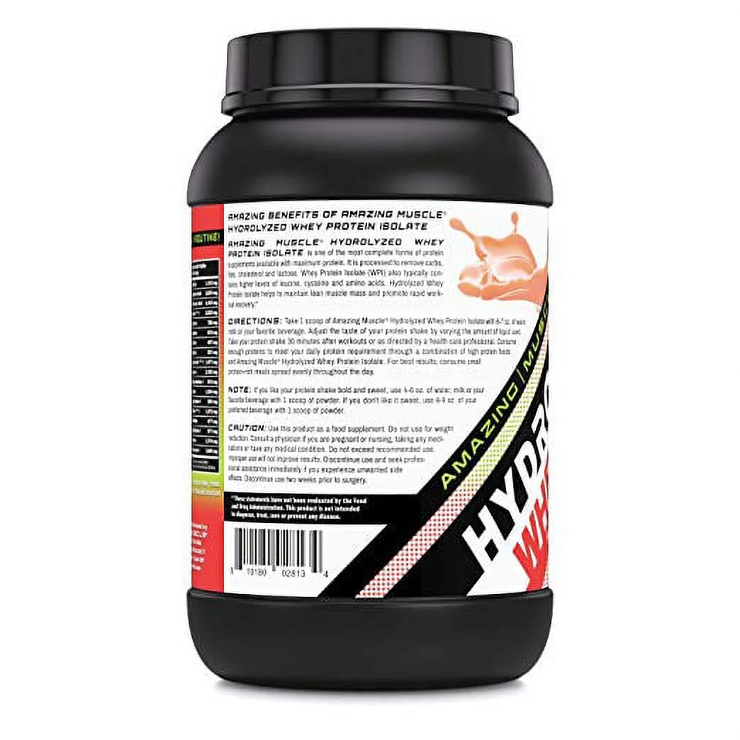 Amazing Muscle Hydrolyzed Whey Protein Isolate - Strawberry Flavor - 3 Lbs
