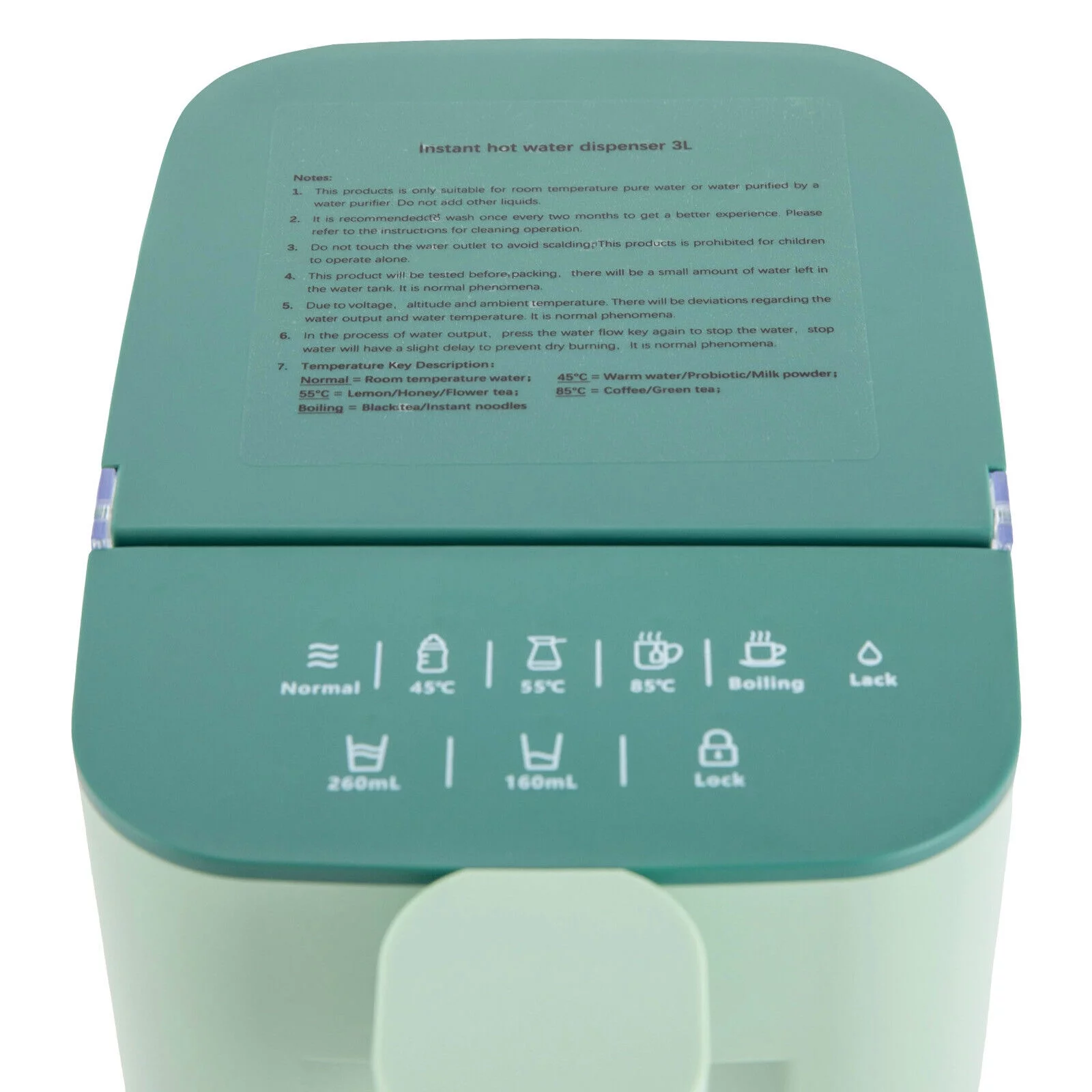 Electric Kettles Instant Hot Water Dispenser Quick Heating Adjustable & 3L Tank Green