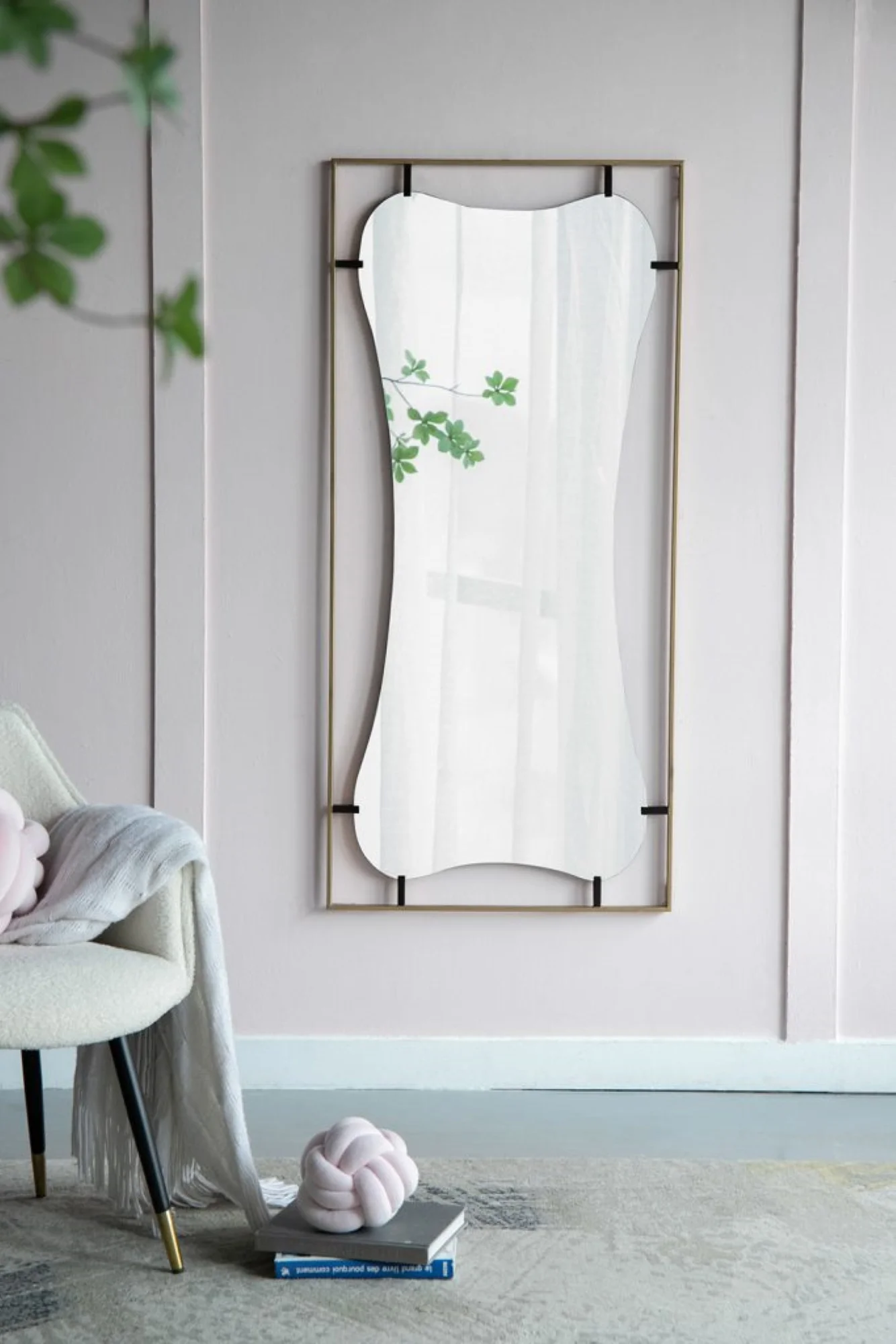 CC Home Furnishings Poppy Wall Mirror with Metal Frame - 5' - Gold