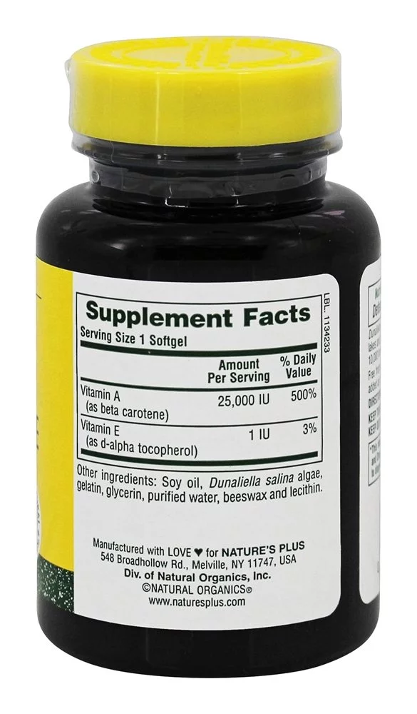 Nature's Plus - Natural Beta Carotene 25000 IU - 90 Softgels