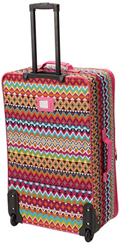 Rockland Vara Softside 3-Piece Upright Luggage Set, Expandable,Black dot, (20/22/28)