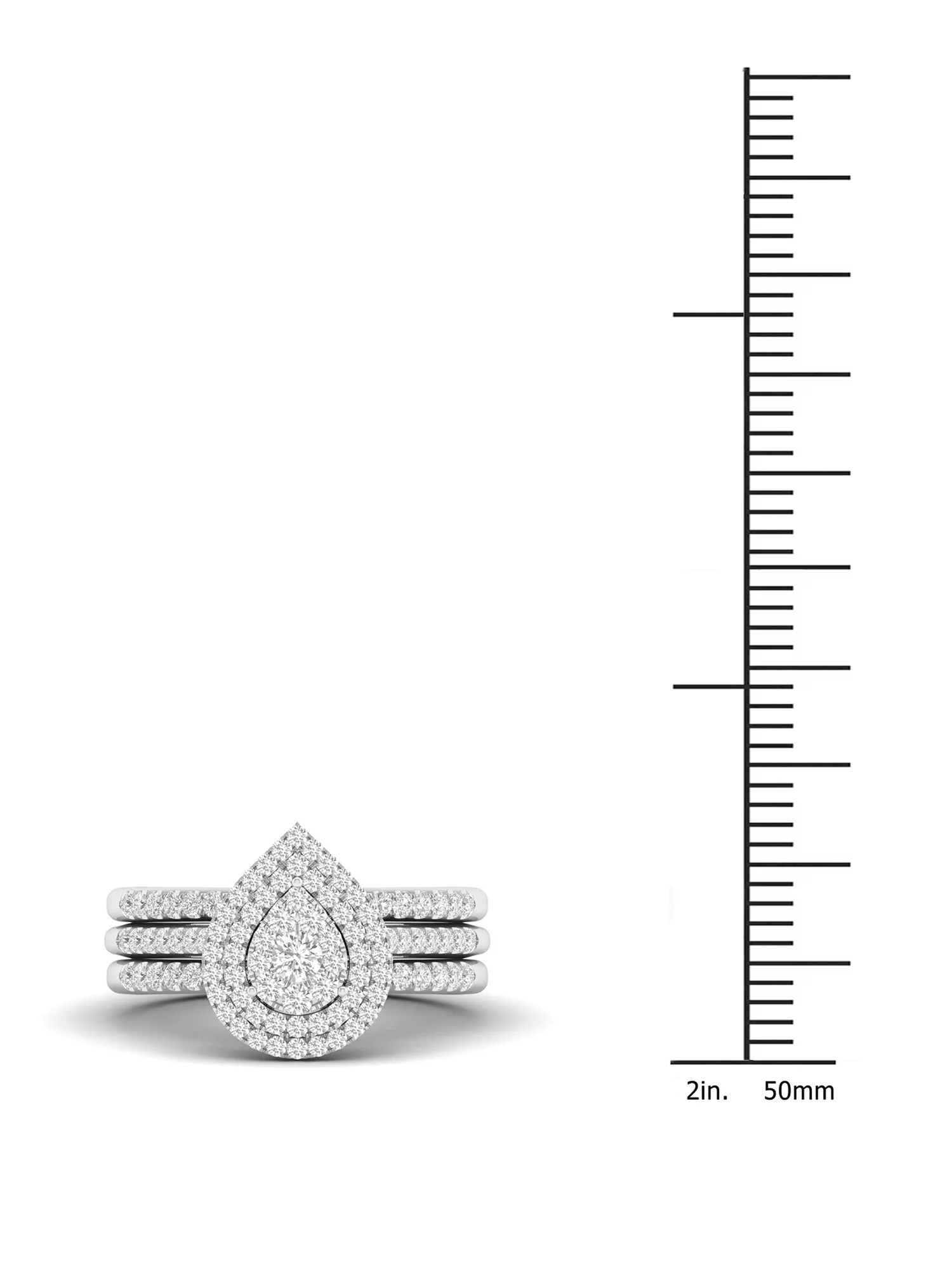 Imperial 5/8Ct TDW Diamond S925 Sterling Silver Pear Shape Cluster Halo Bridal Set (I-J, I2)