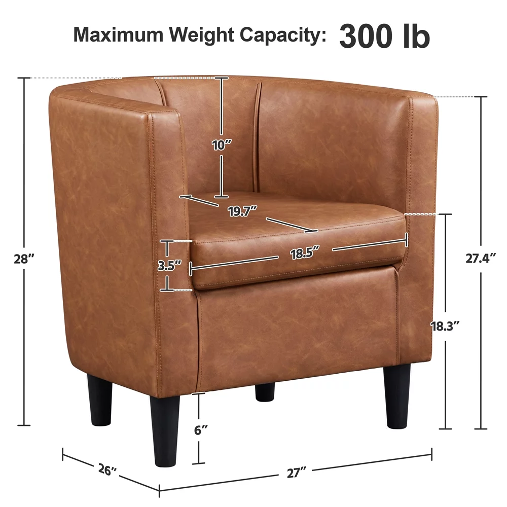 Yaheetech Faux Leather Upholstered Accent Chair,Brown