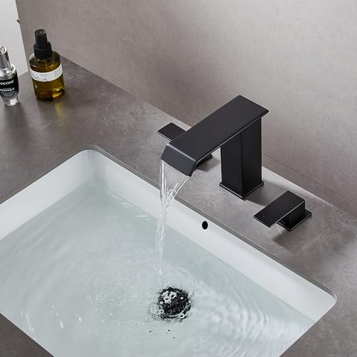 White Gold Faucet Bathroom Vessel Sink Golden Waterfall Spout Faucet Single Handle Bowl Sink Faucet Modern Single Hole Basin Vanity Tall Bathroom Sink Faucet with Pop Up Drain Stopper Supply Hose