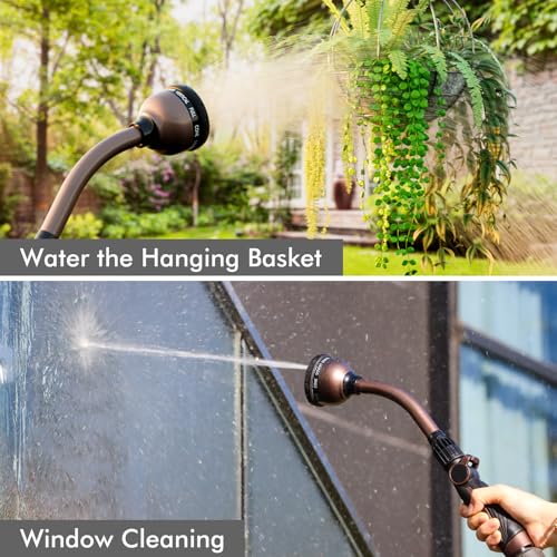RESTMO Watering Wand Heavy Duty, Metal Garden Hose Wand with 10 Spray Patterns, 15-Inch Long Hose Nozzle Sprayer with Thumb Flow Control, Ideal to Water Hanging Baskets and Shrubs