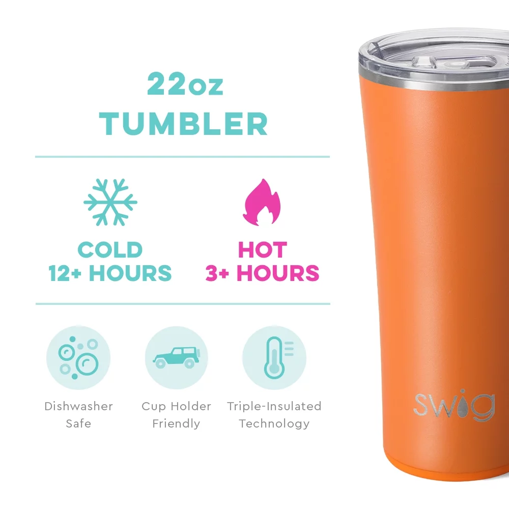 Swig Life 22oz Tumbler | Insulated Stainless Steel Travel Tumbler | Orange