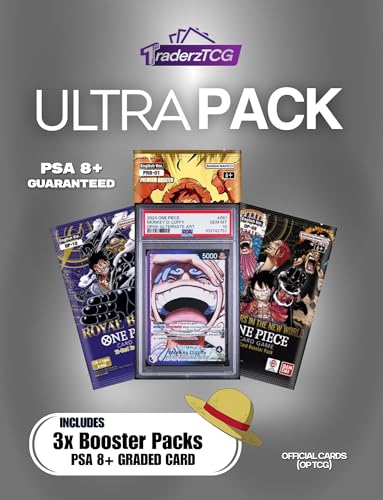 One Piece TCG Ultra Pack - 3 English Booster Packs + PSA Graded Card. Great for One Piece Cards English Fans. Surprise PSA Graded Card in Every One Piece Card Bundle; Curated by TraderzTCG