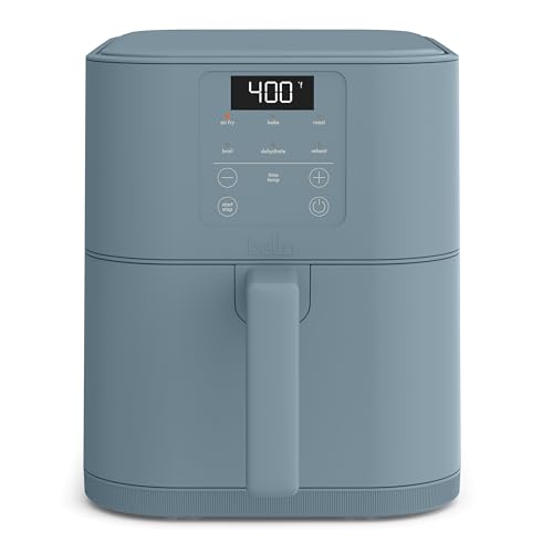 bella 4Qt Slim Air Fryer, Fits-anywhere™ Kitchenware, EverGood™ Ceramic Nonstick Coating, Adjustable Temperature, 6 Preset Cooking Options, 60 Min Auto Shutoff w Audible Tone, 3.3lb Capacity, Oatmilk