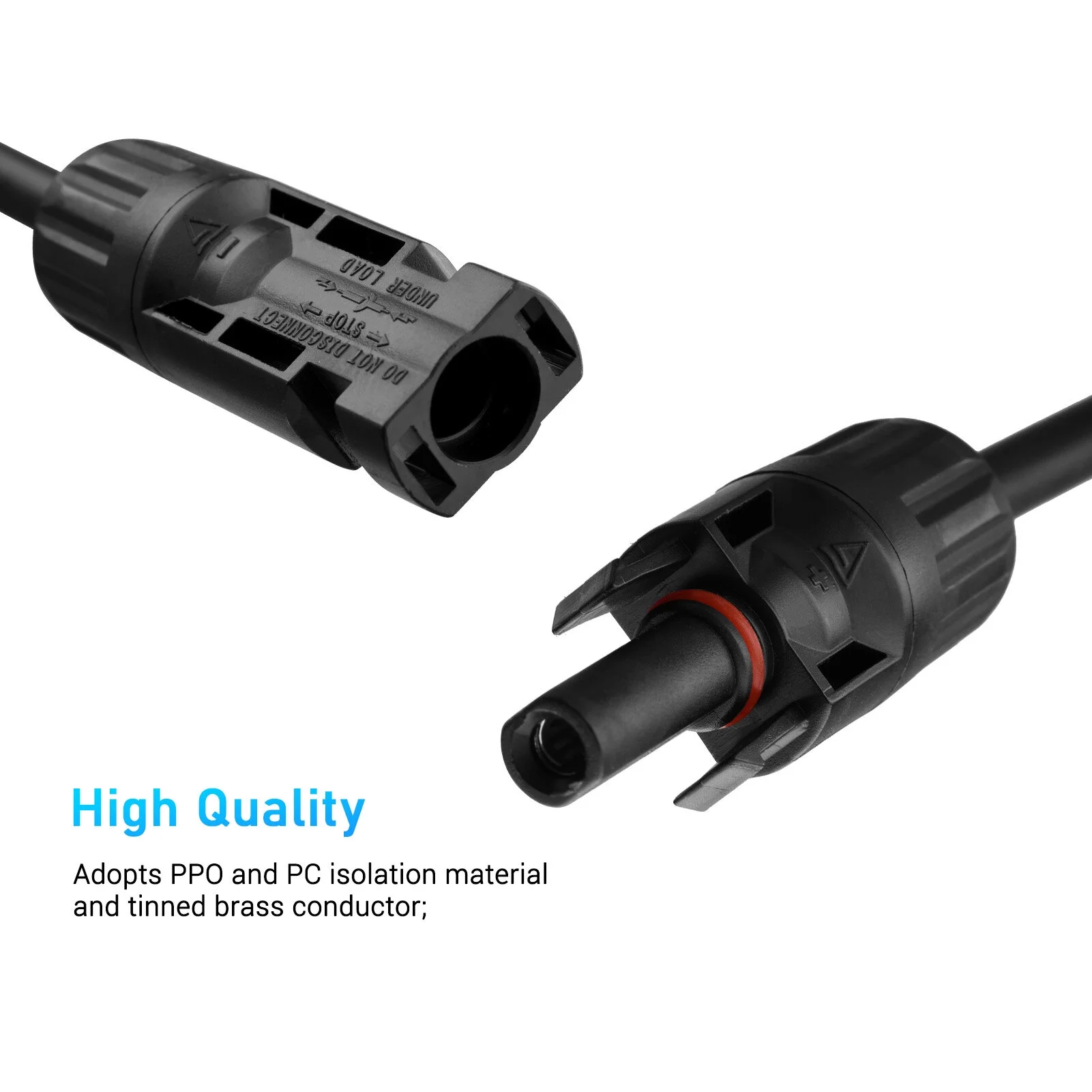 Y Branch Solar Connectors Parallel Cable Adapter 4-Way Solar Cable Connector Self-locking IP67 Waterproof PV Panel Male Female Extension Connector 12AWG