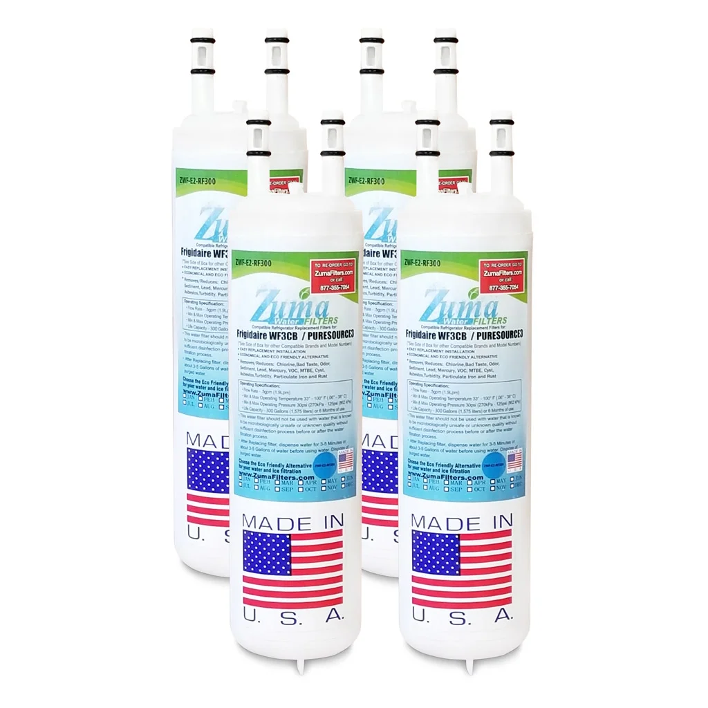 ZUMA Brand , Water and Ice Filter , Model # ZWFE2-RF300 , Compatible with Frigidaire® 242086201 - 4 Pack - Made in U.S.A.