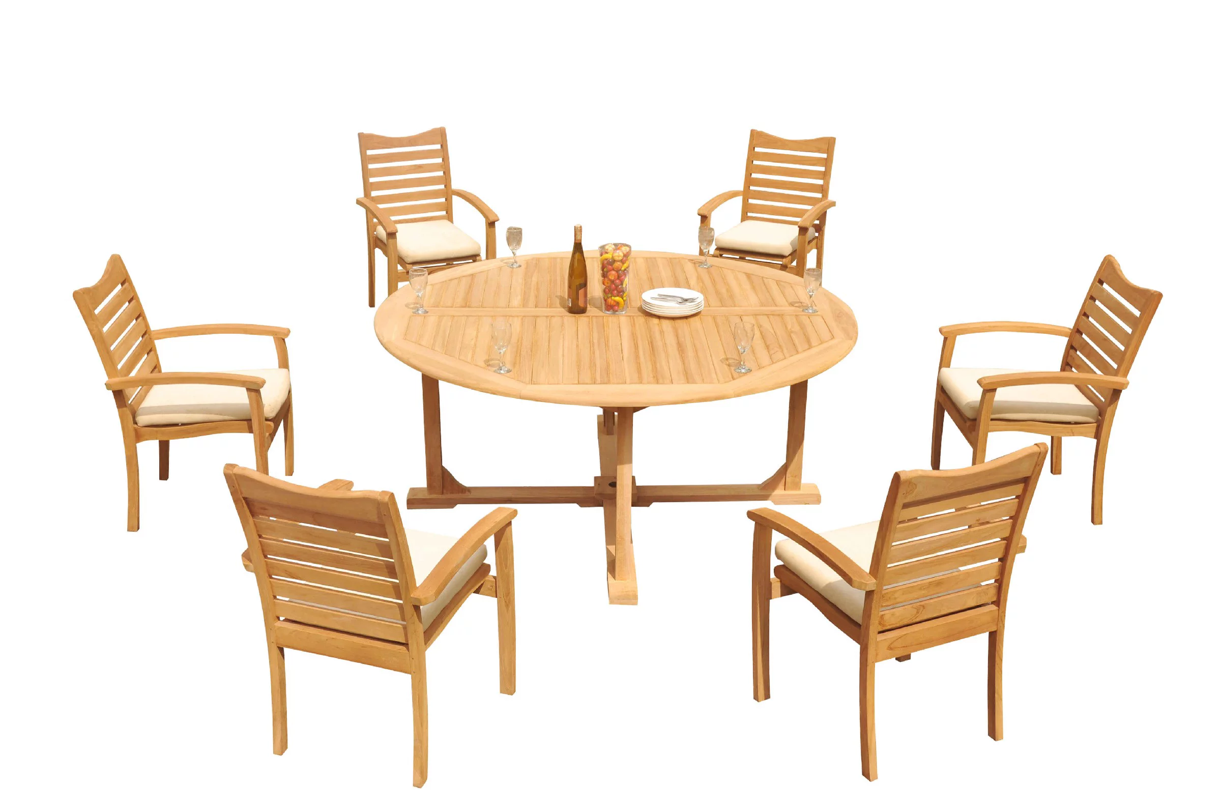 Grade-A Teak Dining Set: 6 Seater 7 Pc: 72