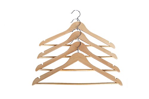 Proman Products KSA9030 Kascade Wooden Hangers 50 Pack, Unique Ring Design, Space Saving Pants Clothes Hanger with Pants Bar and Shoulder Notches, Natural