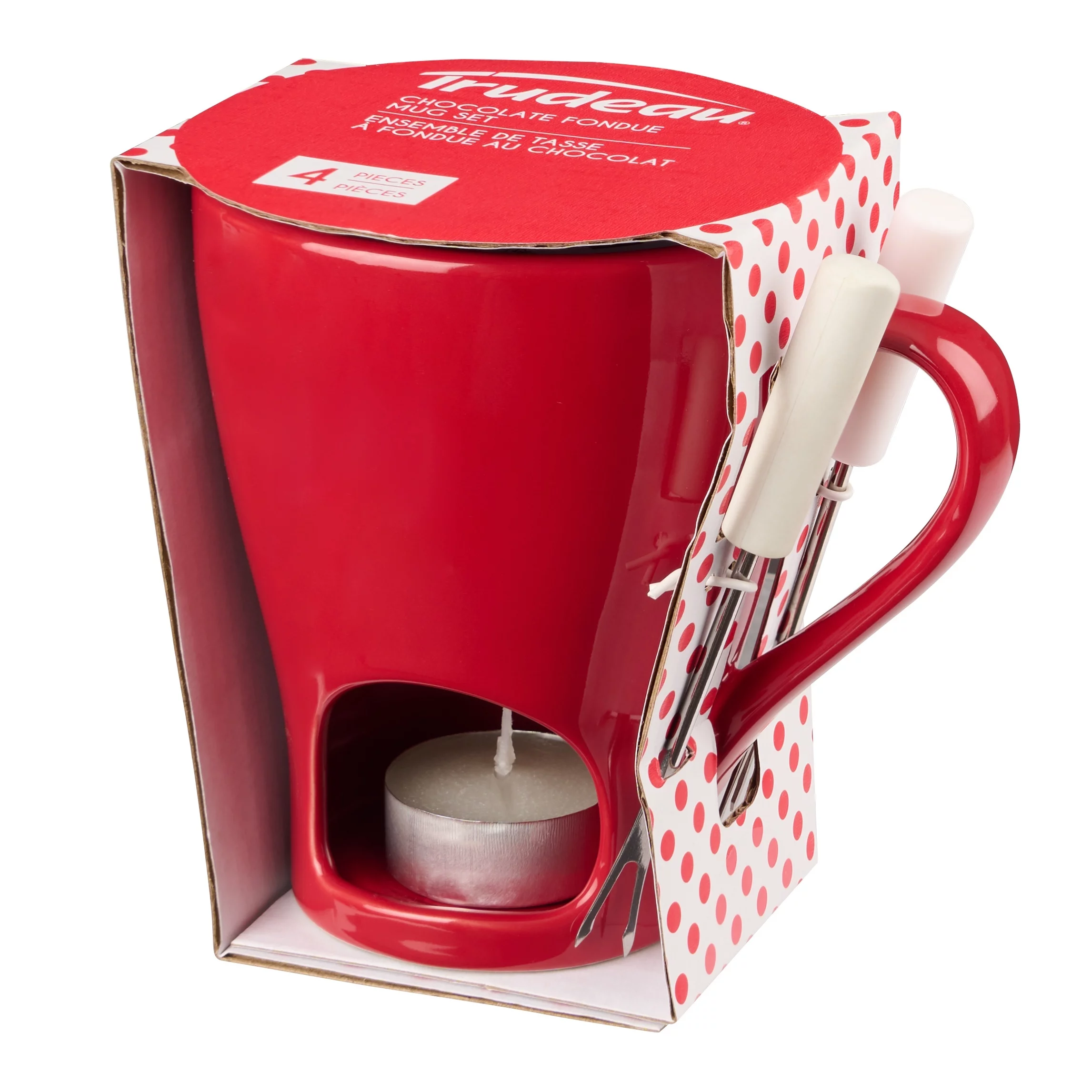Trudeau Mini Chocolate Fondue Set-Red