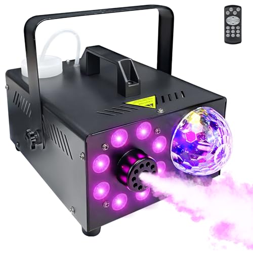 Fog Machine with Remote, Indoor Smoke Machine for Halloween & Parties, 600W 2000CFM, 13 Color LED Lights & Timer for DJ Stage, Wedding, Photography