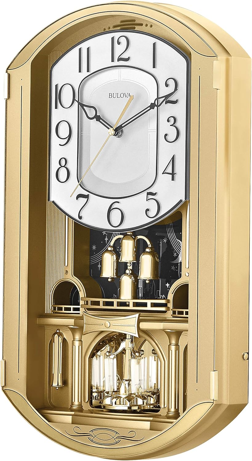 Bulova Golden Music Strike & Chime Wall Clock, Gold
